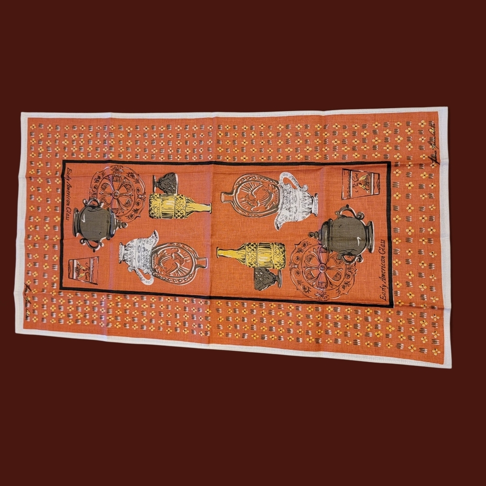 Vintage Linen Hardy Craft Original Tea‎ Towel Early American Glass